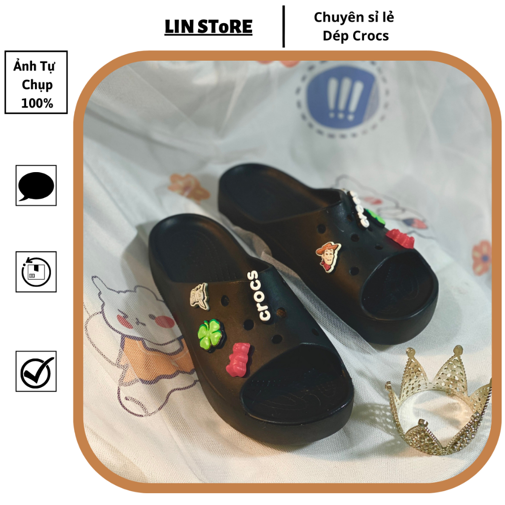 Dép crocs bánh mì nữ, Dép cross đế cao đi chơi siêu xinh dễ phối đồ - Lin Store