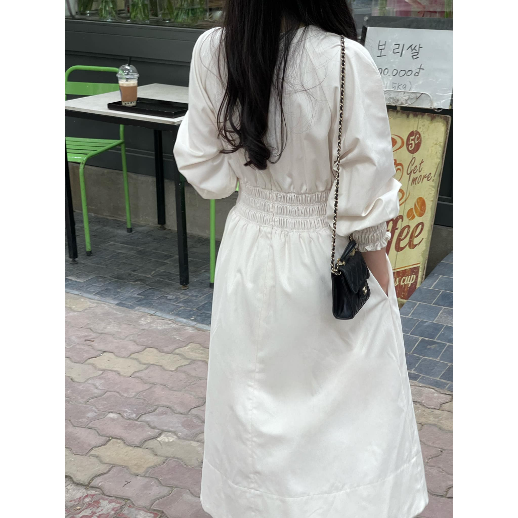 Váy dài chun eo bo tay Hàn Quốc