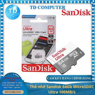 Thẻ nhớ sandisk 64gb microsdxc ultra tốc độ 100mb/s - hàng chính hãng fpt phân phối