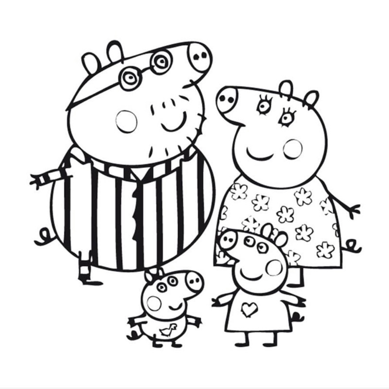 Heo Peppa - Set 20 Tờ Tranh Tô Màu Kích Thước A4 A5 Dành Cho Màu Sáp, Màu Chì - TRANH TÔ MÀU COLOR LAND