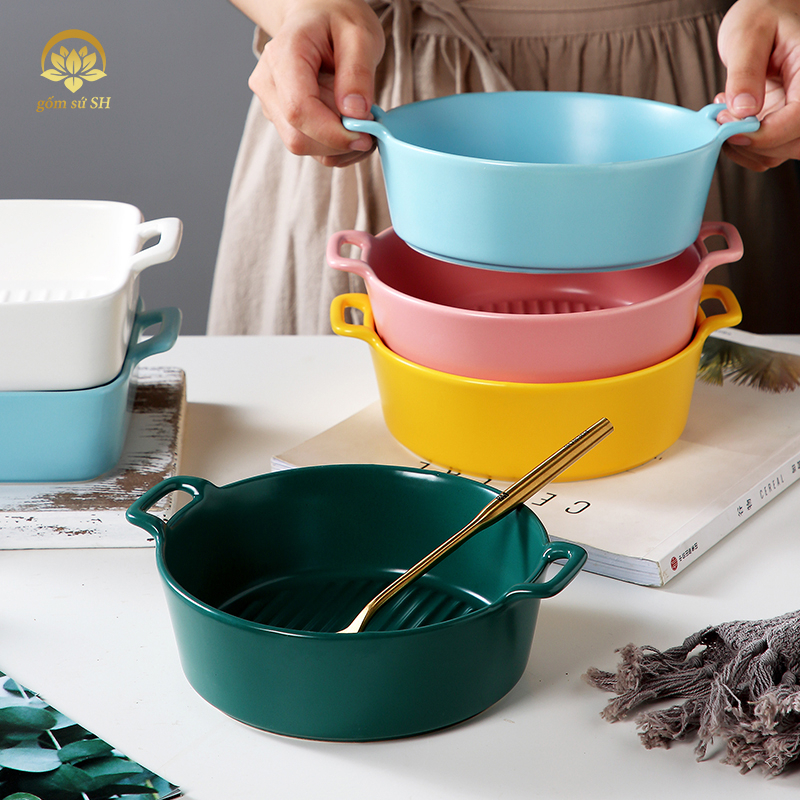 Đĩa nướng , khay sứ đựng thức ăn MS08 , khay decor trang trí màu pastel cực đẹp - Gốm Sứ SH