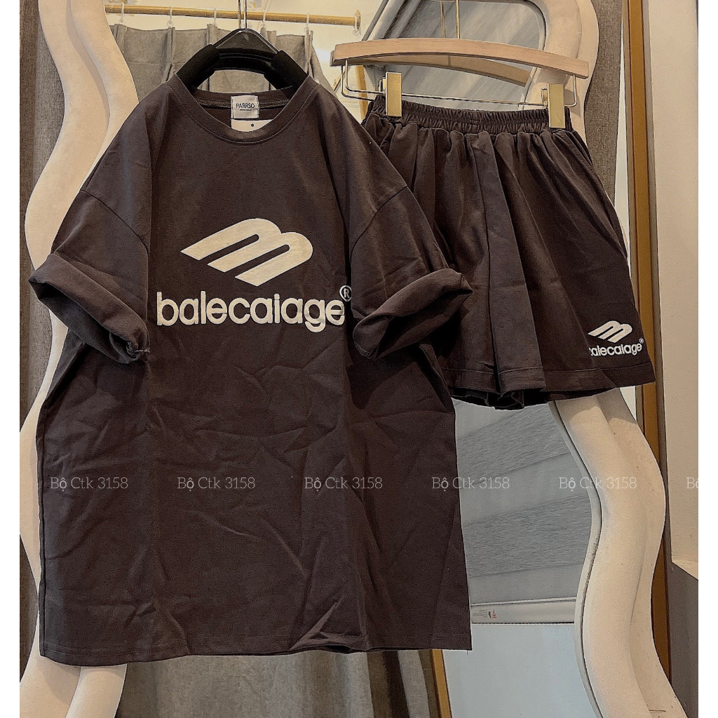 Set Bộ 1977 Chất Đẹp 3158 Cotton Khô Form To Unisex Nam Nữ - Bộ Đùi Quần Short Áo Thun Freesize