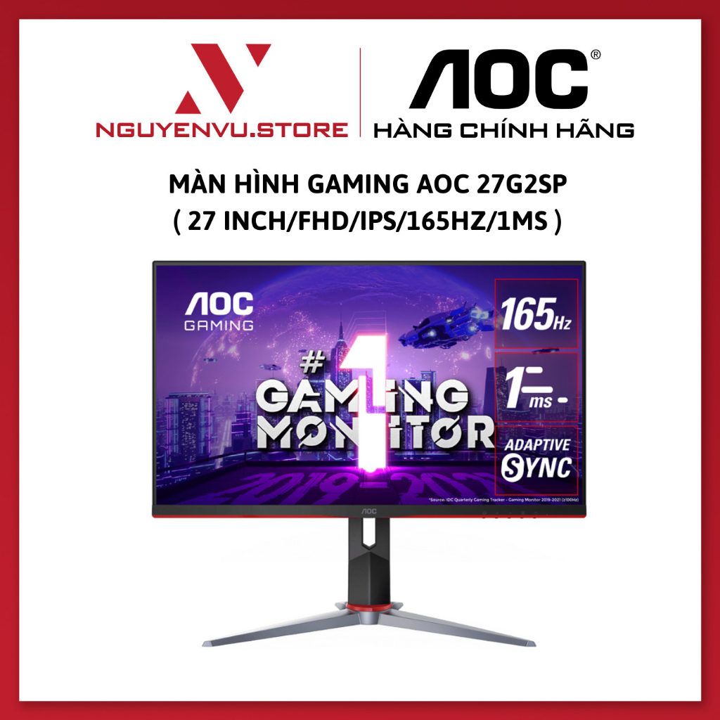 Màn hình Gaming AOC 27G2SP 27 Inch (FHD/IPS/165Hz/1ms/G-Sync) - AOC 27G2 phiên bản nâng cấp - Hàng Chính Hãng