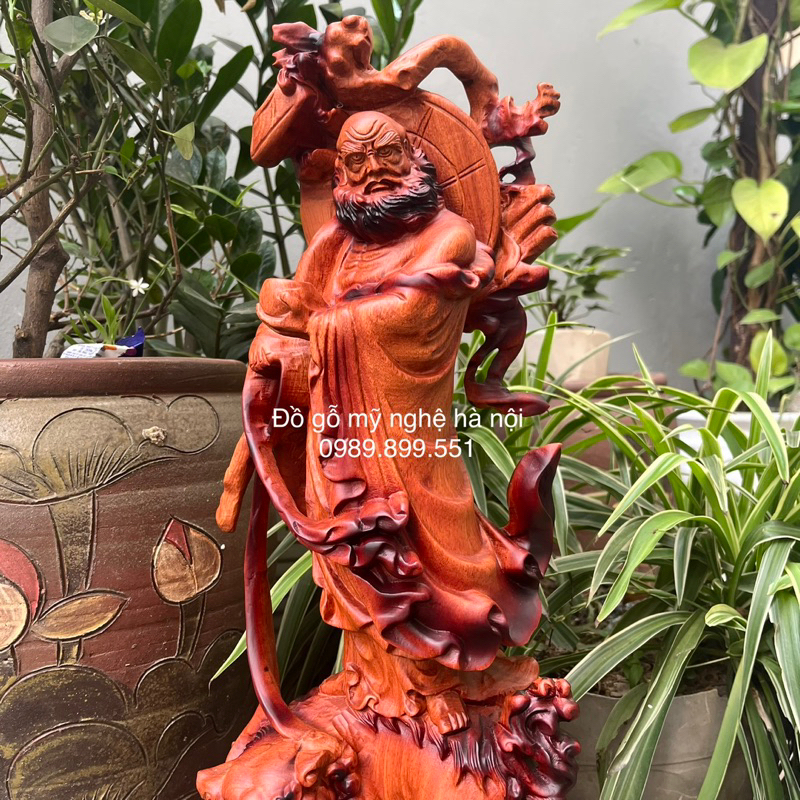 tượng đạt ma sư tổ gỗ hương cao 50cm