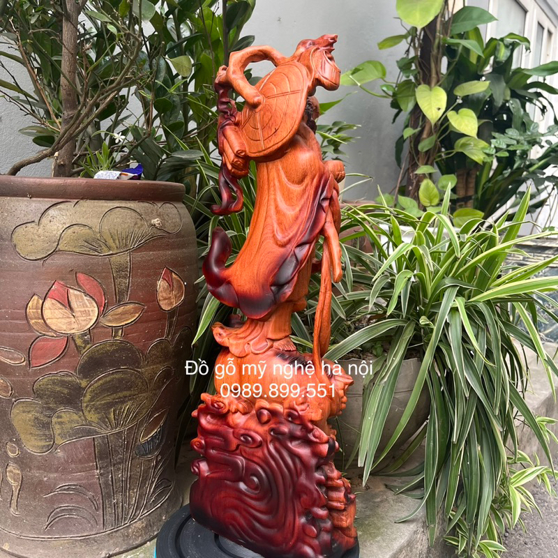 Tượng đạt ma sư tổ gỗ hương cao 50cm