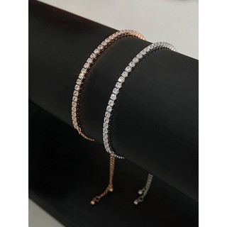 Lắc tay dây rút đính đá cz phủ bk và rose gold has - hlt50