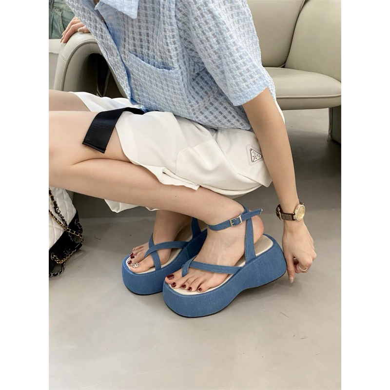 mSẵn 38 Siêu phẩm sandal xỏ ngón đế bánh mì - Quai jean thời trang mùa hè