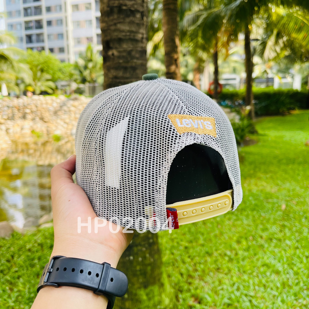 Nón kết Mũ lưỡi trai lưới kaki Cotton nhung Mesh Cap LV nam nữ thoáng khí màu xanh HP02003