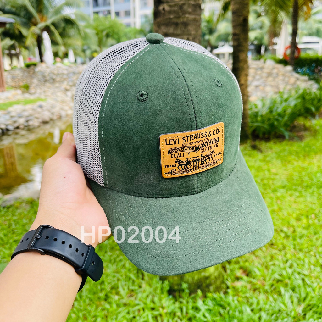 Nón kết Mũ lưỡi trai lưới kaki Cotton nhung Mesh Cap LV nam nữ thoáng khí màu xanh HP02003