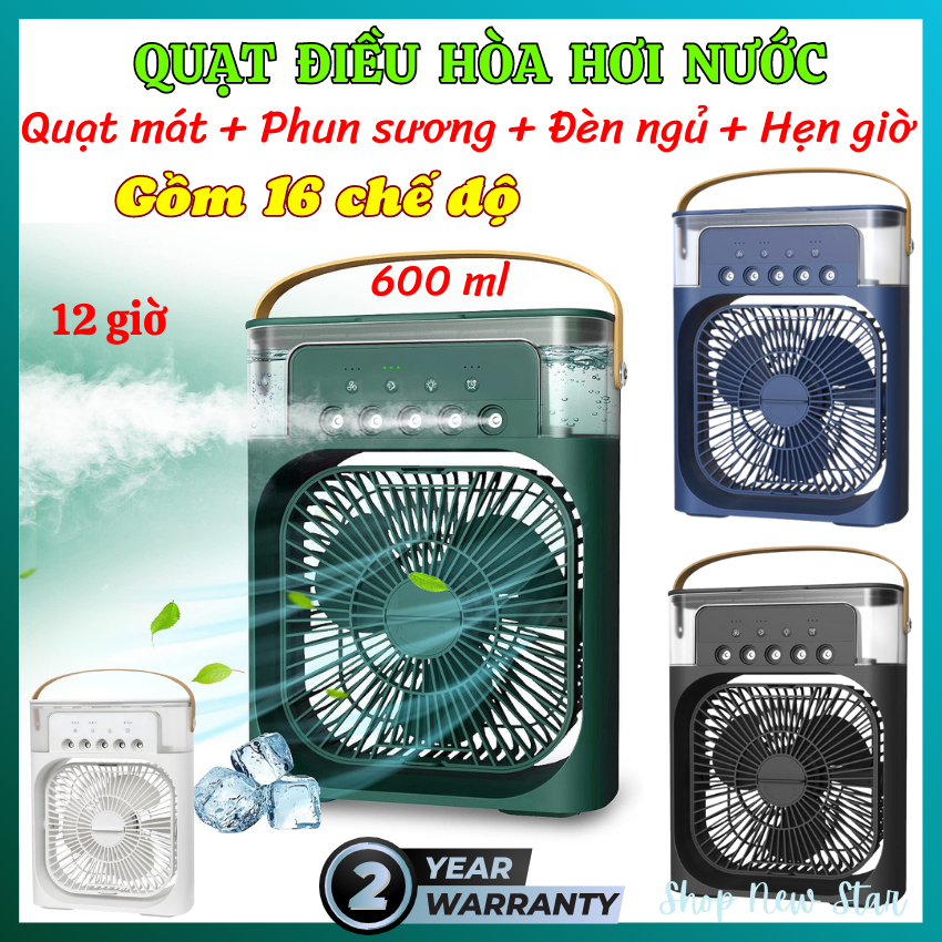 Quạt Điều Hoà Mini Làm Mát Không Khí Có Khay Chưa Đá - Quạt hơi nước để bàn 3 chế độ phun sương làm mát