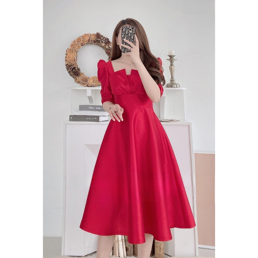 (HCM) Đầm Tappa Xếp Ly Ngực Xinh Xắn, Xòe Tà, Phối Màu Trẻ Trung - Năng Động, Thiết Kế Cách Tân Phong Cách Hàn Quốc UP