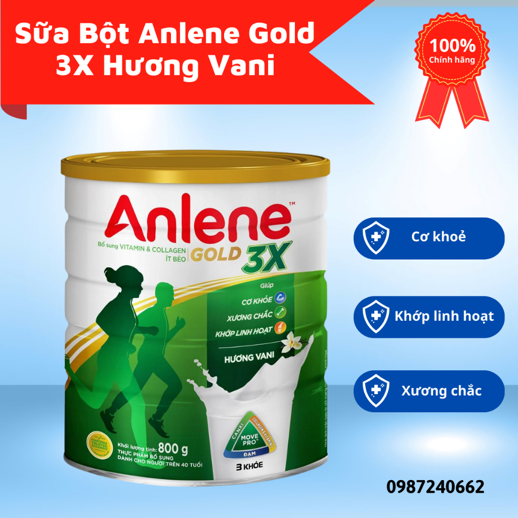 Sữa Bột Anlene Gold 3X Hương Vani lon 800g