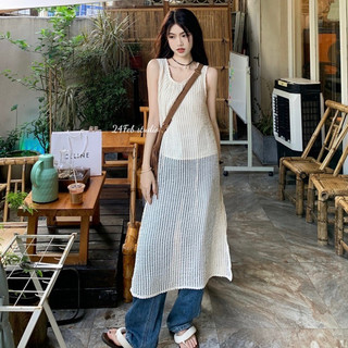 Váy nữ lưới tank top đi biển phong cách Vintage Hàn Quốc XTT VN30