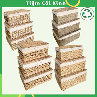 Giỏ cói, thùng hộp đựng đồ bằng cói, lục bình decor, trang trí nhà cửa