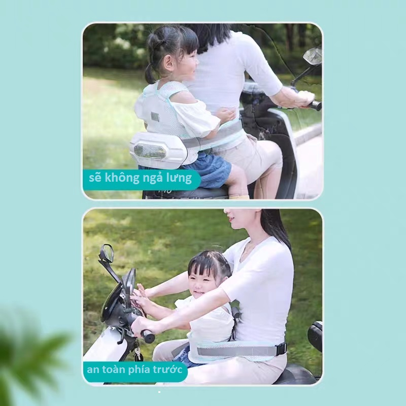 Dây an toàn xe máy trẻ em  dạng lưới  cho bé từ 1-12 tuổi thoáng khí và thoải mái