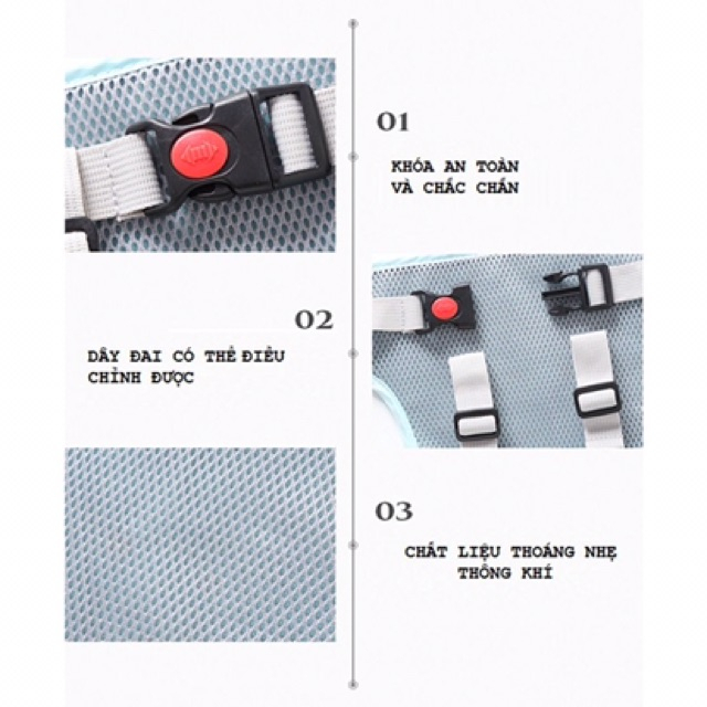 Dây an toàn xe máy trẻ em  dạng lưới  cho bé từ 1-12 tuổi thoáng khí và thoải mái