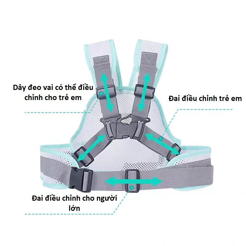 Dây an toàn xe máy trẻ em  dạng lưới  cho bé từ 1-12 tuổi thoáng khí và thoải mái