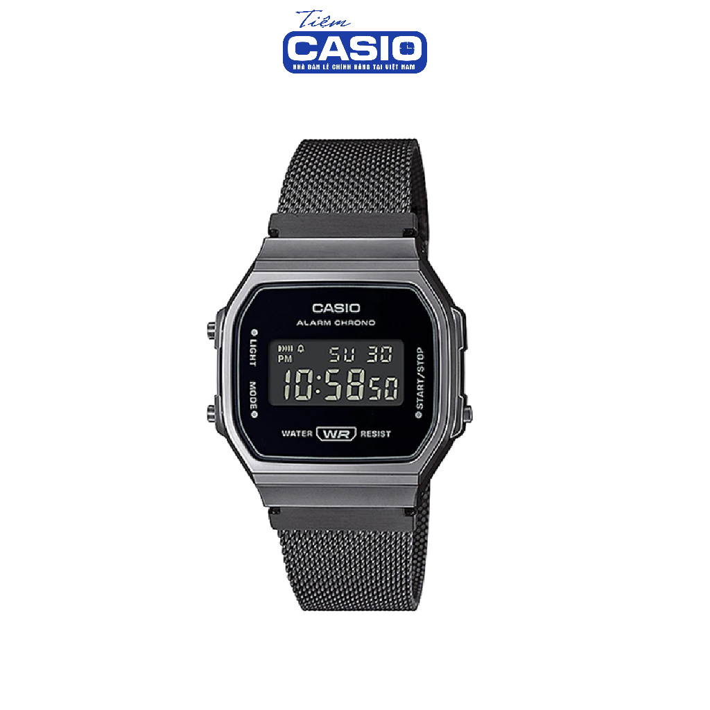 Đồng hồ Casio điện tử A168WEMB-1BDF Dây Lưới Màu Đen Kim Loại Chính Hãng - Tiệm Casio