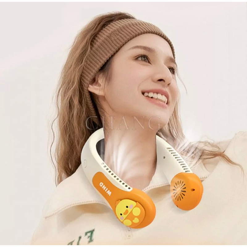 Quạt Đeo Cổ Không Cánh Hình Thú Wind 3D, Quạt Mini Cute Sạc Tích Điện USB 3 Cấp Độ Gió Dung Lượng Pin 4000mAH