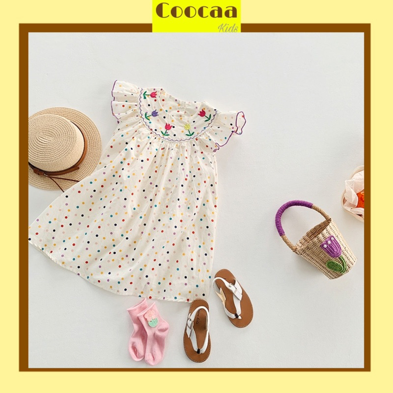 Đầm chấm bi tay cánh bướm quá cưng cho bé gái size 80-140