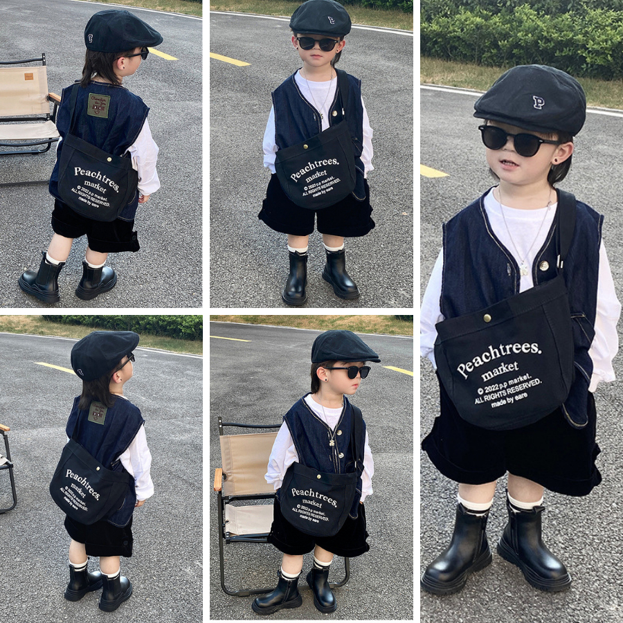 Túi đeo chéo cho bé trai bé gái đi chơi đi du lịch Bunny Store, túi vải phù hợp cho trẻ em phong cách Hàn Quốc PK06