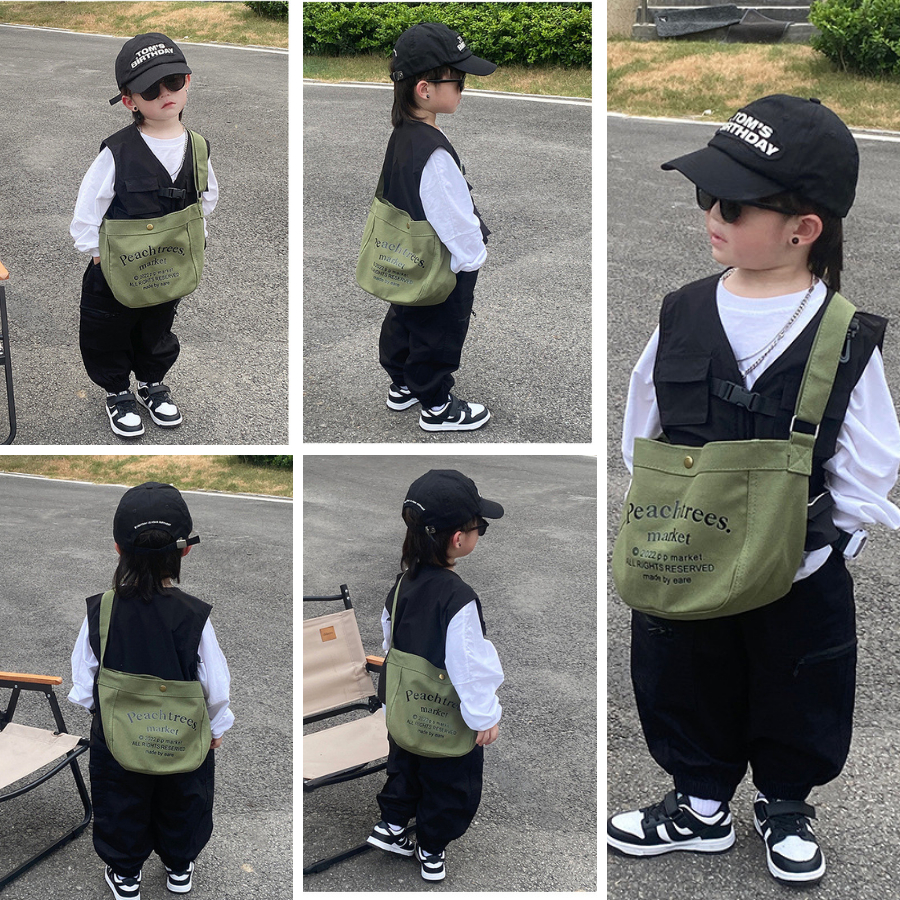 Túi đeo chéo cho bé trai bé gái đi chơi đi du lịch Bunny Store, túi vải phù hợp cho trẻ em phong cách Hàn Quốc PK06