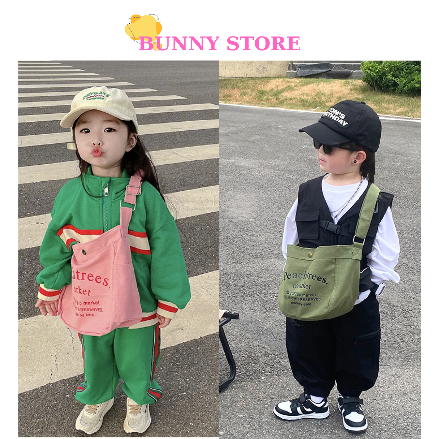 Túi đeo chéo cho bé trai bé gái đi chơi đi du lịch Bunny Store, túi vải phù hợp cho trẻ em phong cách Hàn Quốc PK06