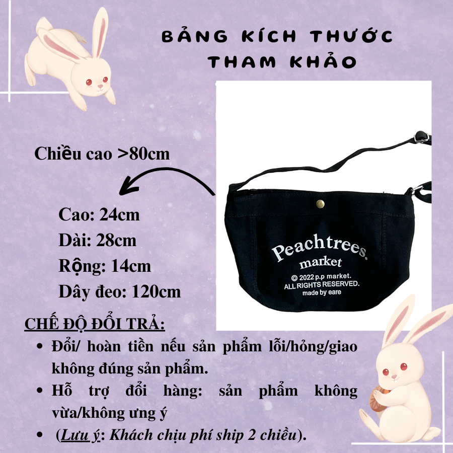 Túi đeo chéo cho bé trai bé gái đi chơi đi du lịch Bunny Store, túi vải phù hợp cho trẻ em phong cách Hàn Quốc PK06