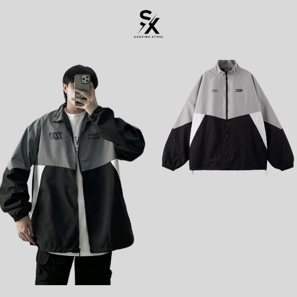 Áo khoác dù 7ZIA 2 màu phối cơ bản chất gió 2 lớp dày dặn chính hãng form unisex nam nữ