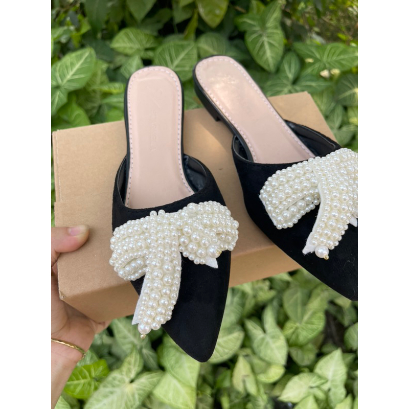 Dép Sục Nơ Ngọc Mã Trơn  HCG