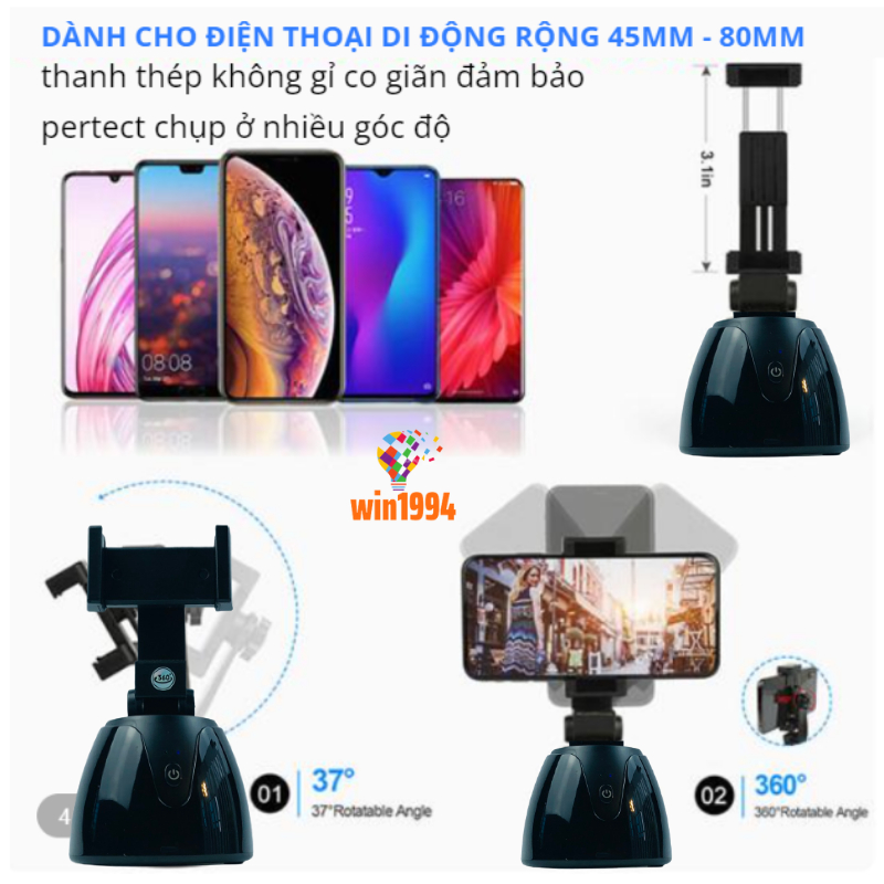 Gậy chụp hình  gimbal xoay 360 tự động, thông minh Ai, theo  dõi vị trí khuôn mặt cho quay Video, Livestream, Tiktok.