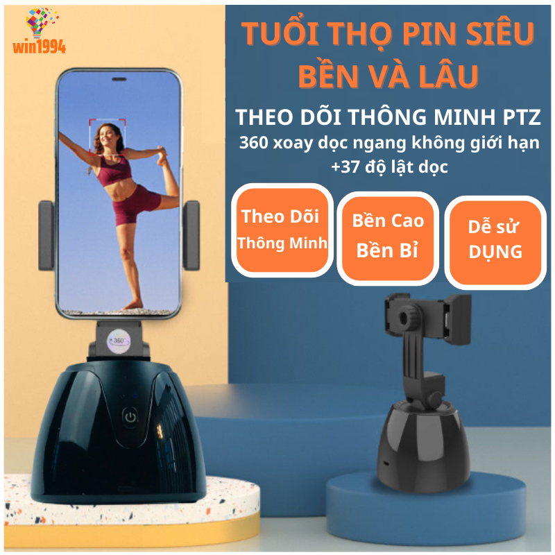 Gậy chụp hình  gimbal xoay 360 tự động, thông minh Ai, theo  dõi vị trí khuôn mặt cho quay Video, Livestream, Tiktok.