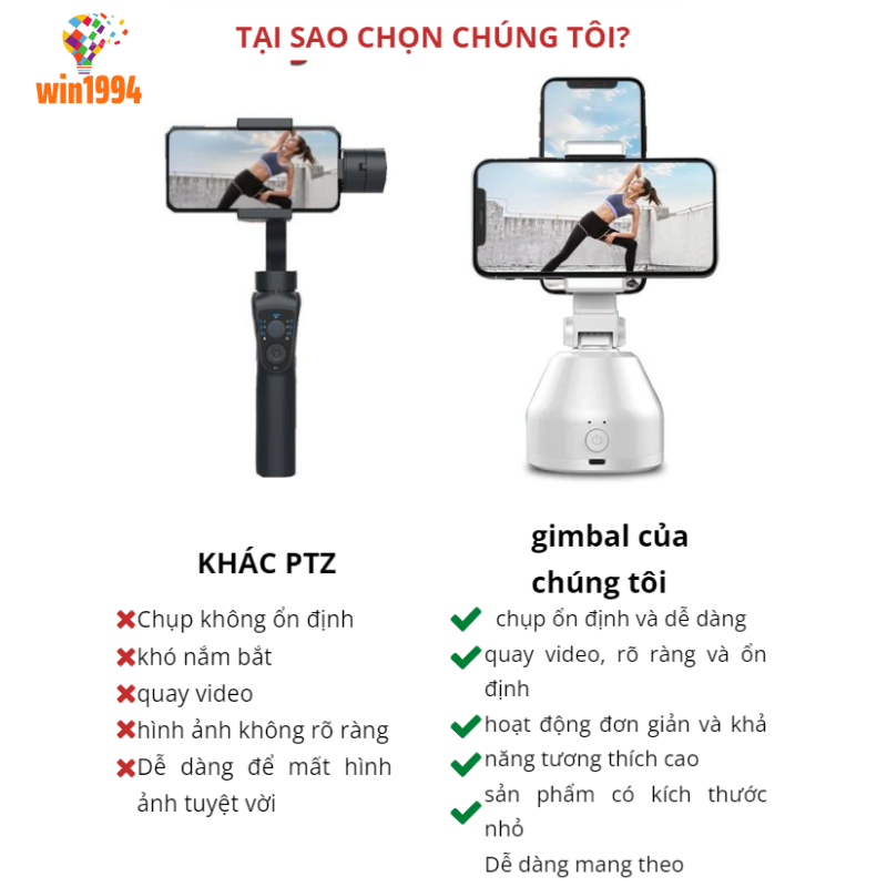 Gậy chụp hình  gimbal xoay 360 tự động, thông minh Ai, theo  dõi vị trí khuôn mặt cho quay Video, Livestream, Tiktok.
