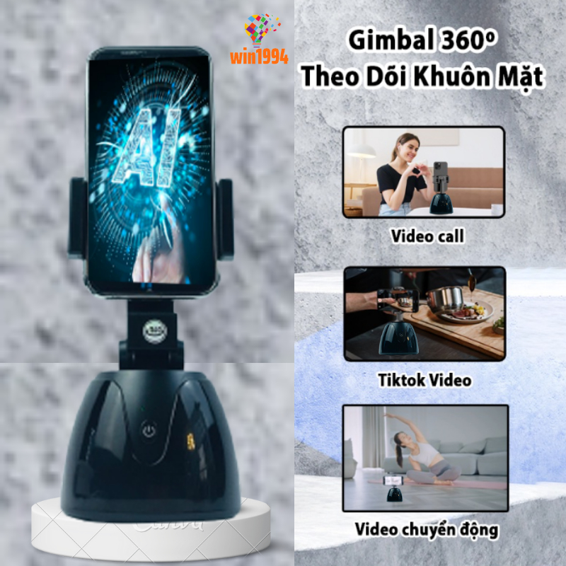 Gậy chụp hình  gimbal xoay 360 tự động, thông minh Ai, theo  dõi vị trí khuôn mặt cho quay Video, Livestream, Tiktok.