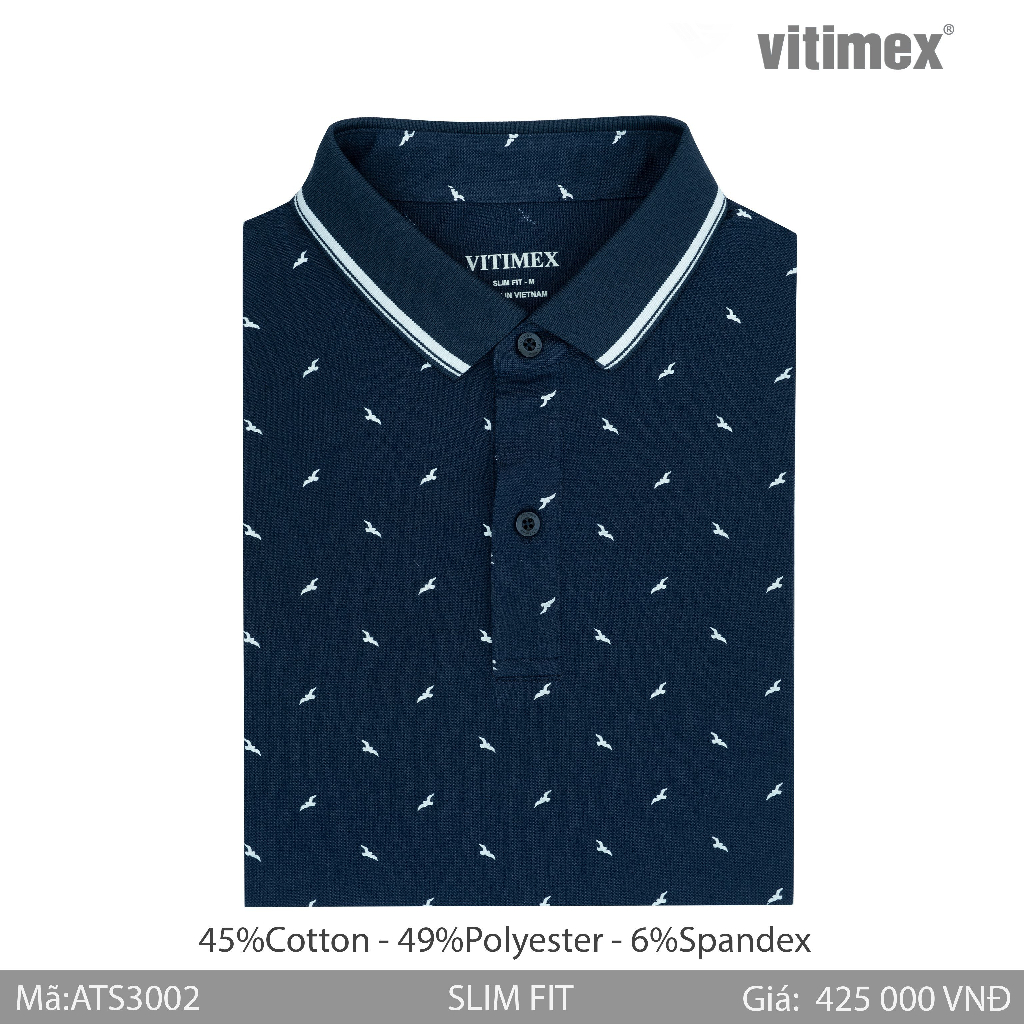 Áo thun nam Polo VITIMEX sợi Tre mềm mượt thoáng khí ATS3002