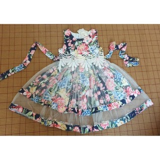 Đầm cotton hoa phối lưới