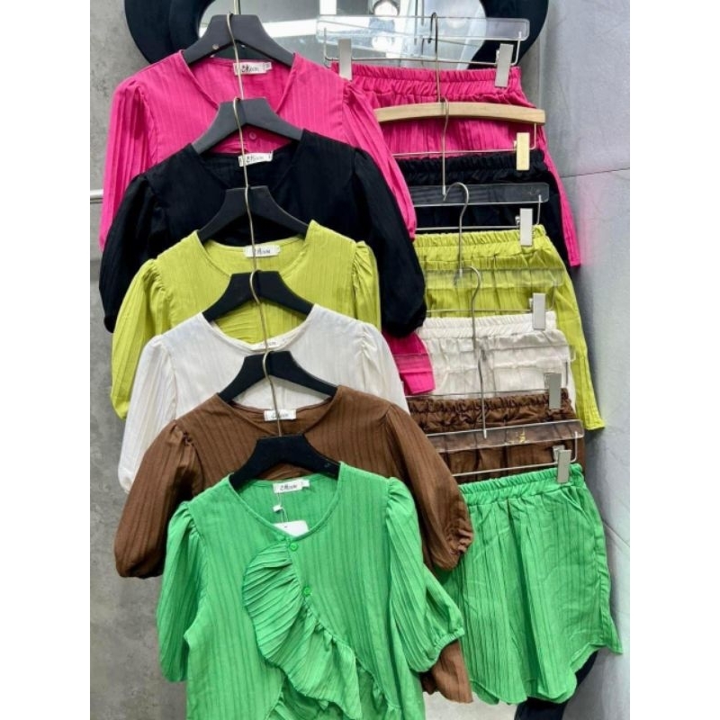 Set đũi gân tiểu thư, bộ đùi áo viền bèo tay phồng bigsize 60-100kg