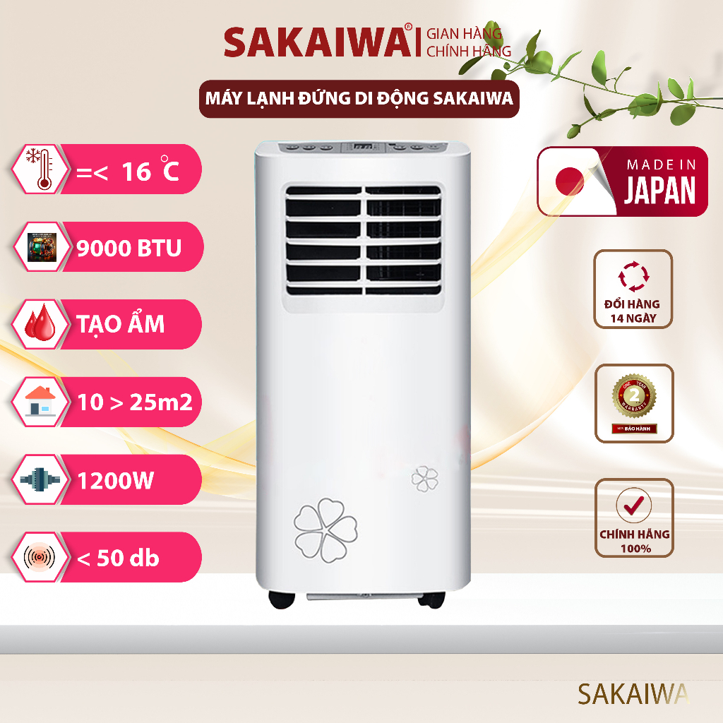 Điều hòa máy lạnh đứng di động 9000 btu SAKAIWA điều hoà di động mini.