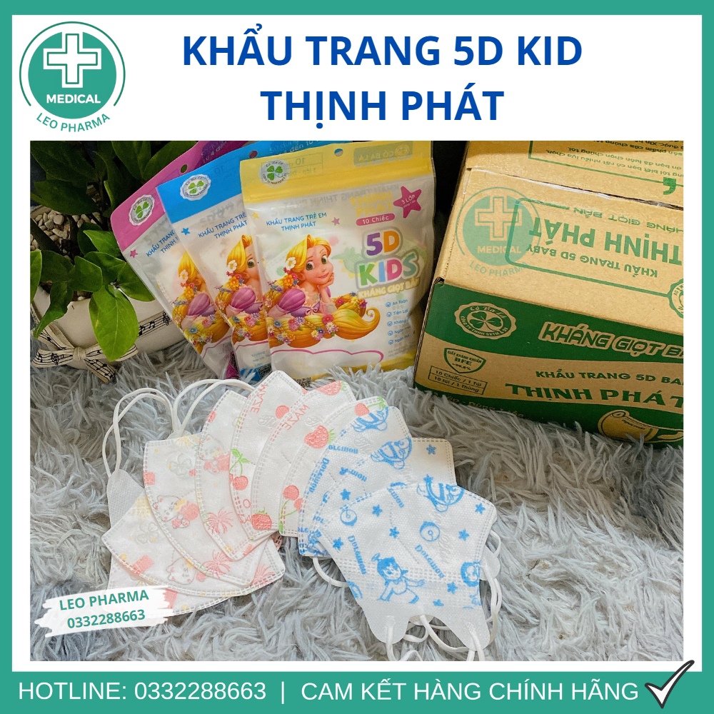 [Set 100 Cái] Khẩu Trang Trẻ Em 6D Kid Thịnh Phát (Mặt Trời Bé Con) Chính Hãng Dày Dặn Thoáng Khí