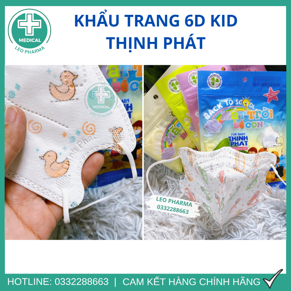 [Set 100 Cái] Khẩu Trang Trẻ Em 6D Kid Thịnh Phát (Mặt Trời Bé Con) Chính Hãng Dày Dặn Thoáng Khí