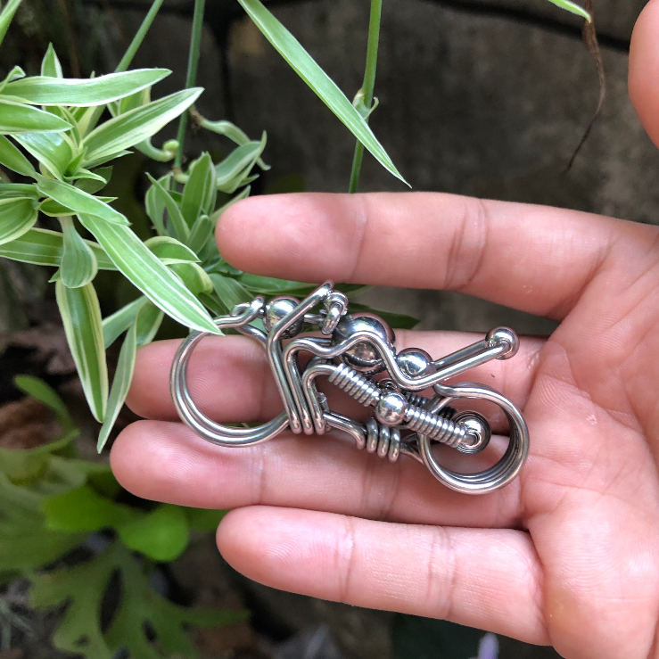 Móc Khóa Inox 304 Uốn Hình Moto, Móc Khóa Thủ Công