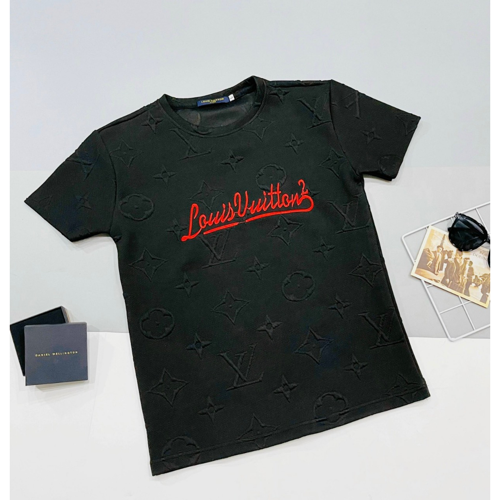 Áo phông nam vải nhung rách phối họa tiết mẫu mới cao cấp-AHFASHION