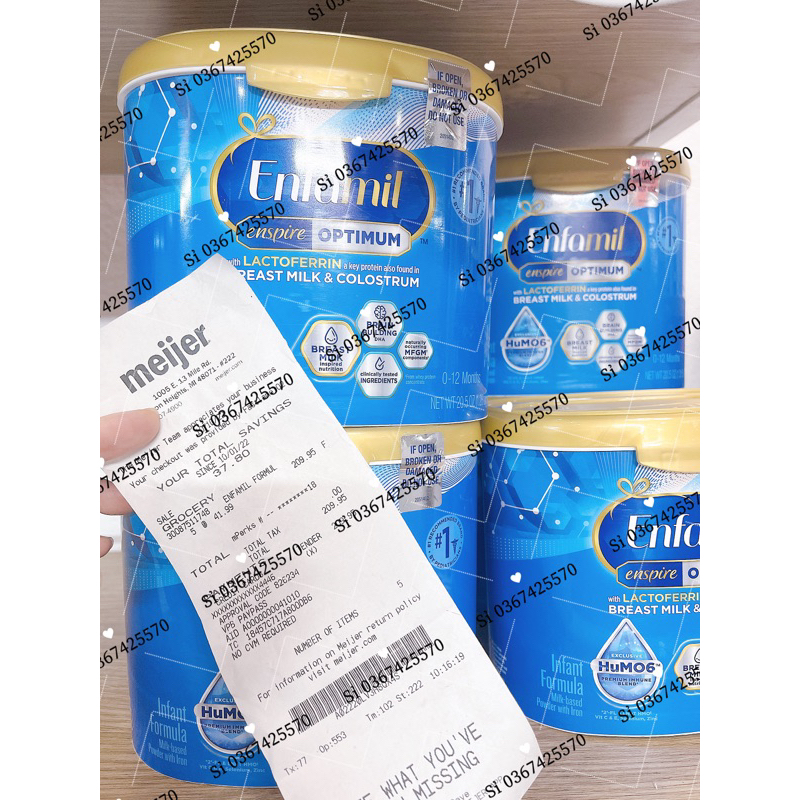 (Air ✈️ date 8/2024) Sữa bột Enfamil Enspire Infant Formula