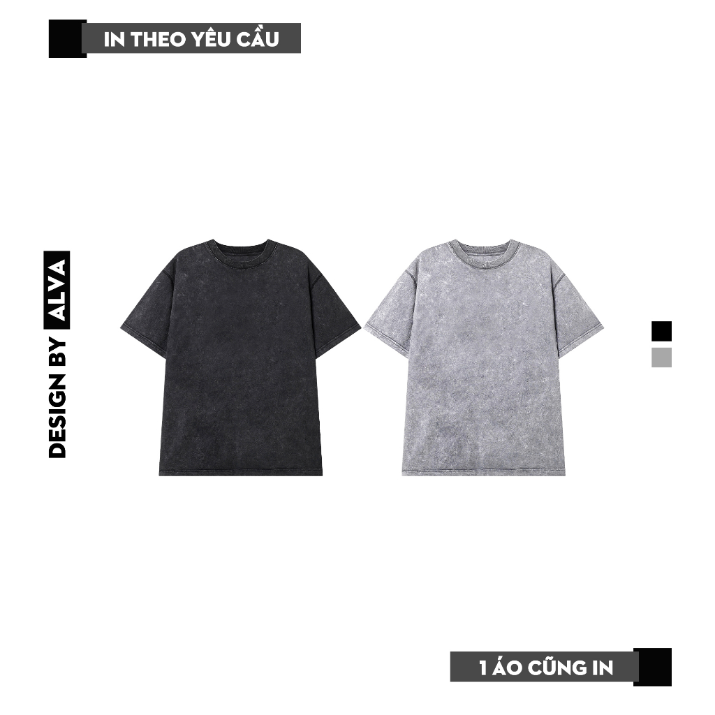 Áo Thun Wash Tay Lỡ Alva Mẫu Trơn 2 Màu Cotton 100%