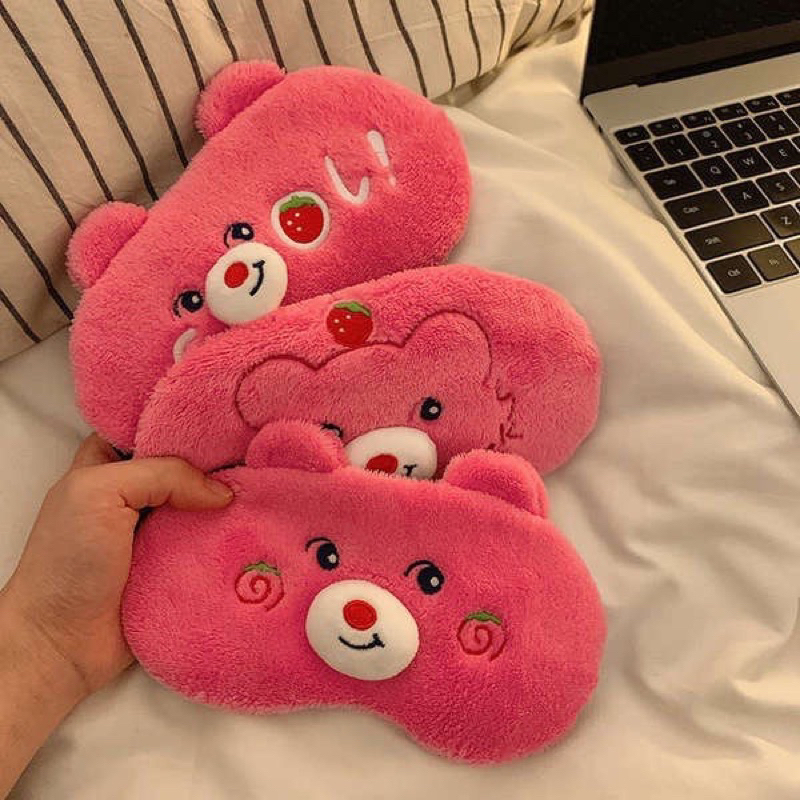 Bịt Mắt Ngủ Gấu Dâu Lotso Có Gel Làm Mát Lông Mềm Mịn.