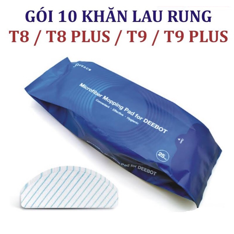 Túi 10 Khăn Lau Rung Chính Hãng Robot Hút Bụi Ecovacs Deebot T8, T8 Aivi, T8 Power, T8 Max, T9, T8 Plus T9 Plus