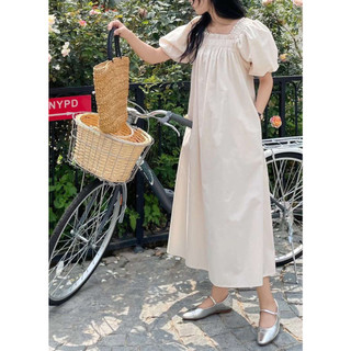 Đầm cổ U tay bồng freesize - Lyn's Closet