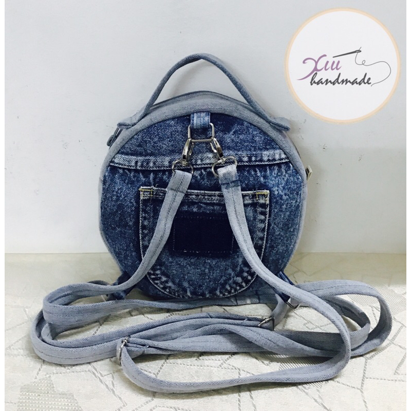 Balo trống tròn Nữ jeans tái chế - XÍU.handmade