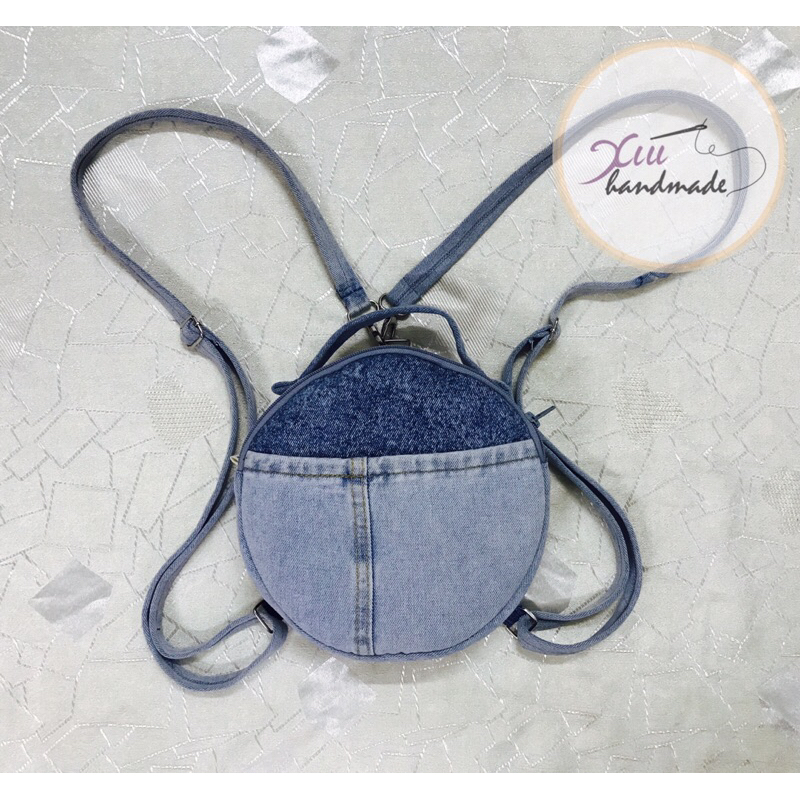 Balo trống tròn Nữ jeans tái chế - XÍU.handmade