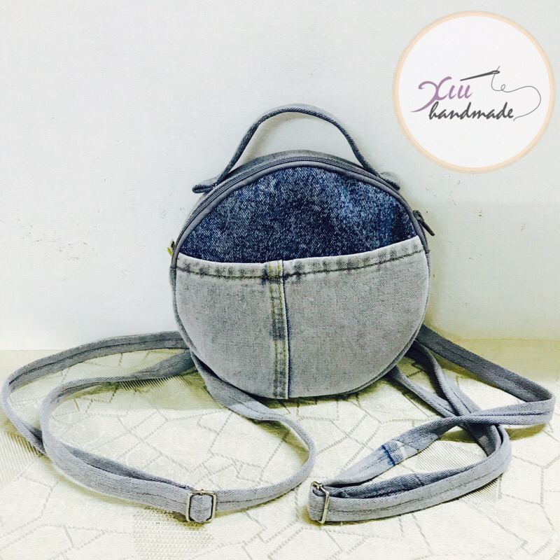 Balo trống tròn Nữ jeans tái chế - XÍU.handmade